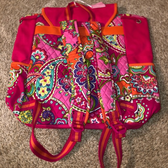 NWT Vera Bradley pink swirls campus backpack Breast cancer retired pattern pink - Picture 2 of 6